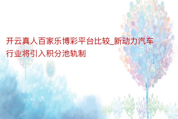 开云真人百家乐博彩平台比较_新动力汽车行业将引入积分池轨制